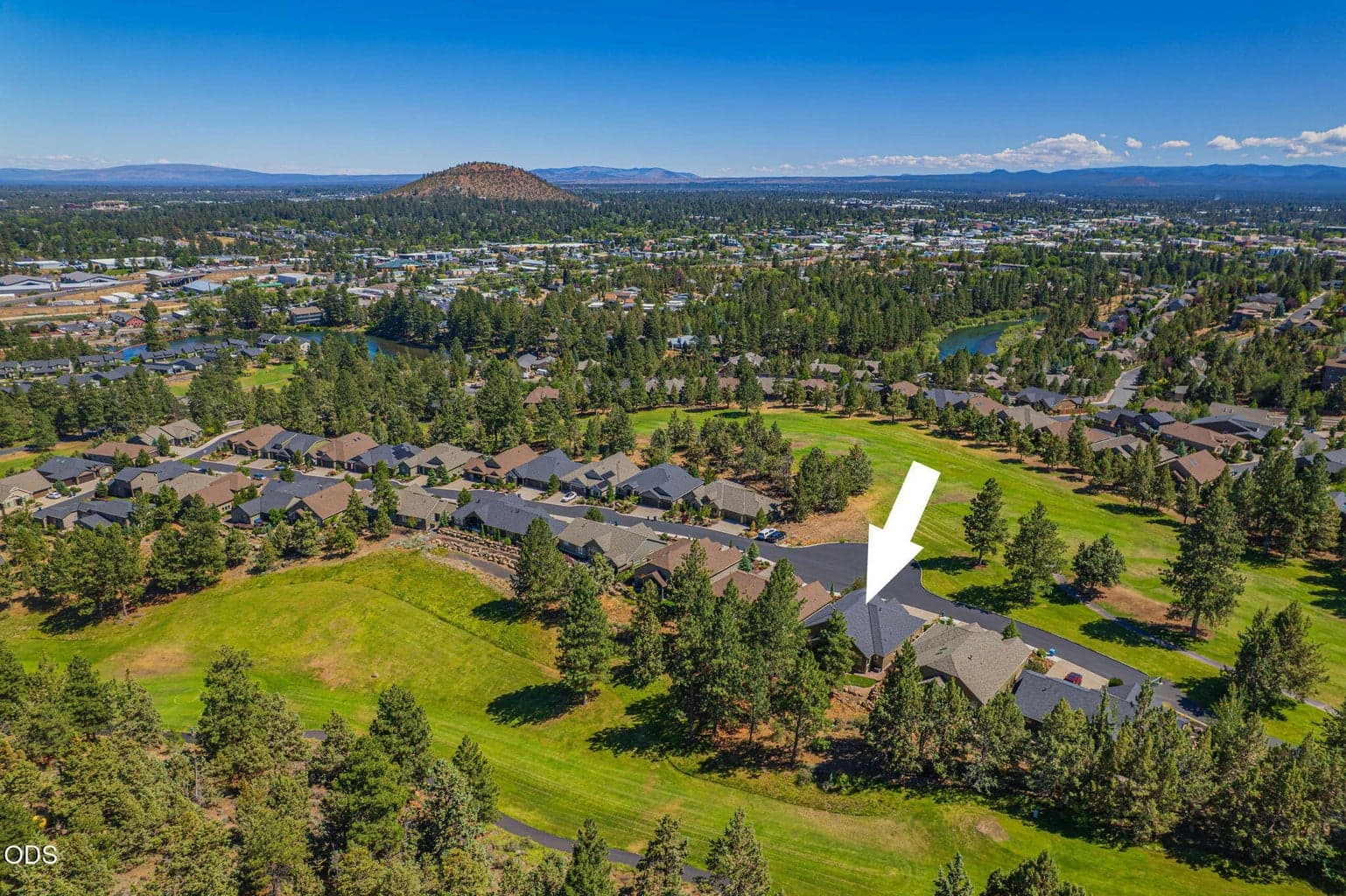 Aerial view of NW Bend neighborhood near golf course, parks, trails, and westside amenities.