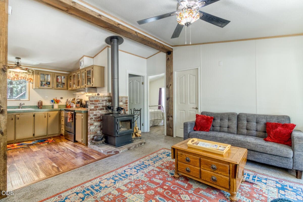 Kitchen open to living area