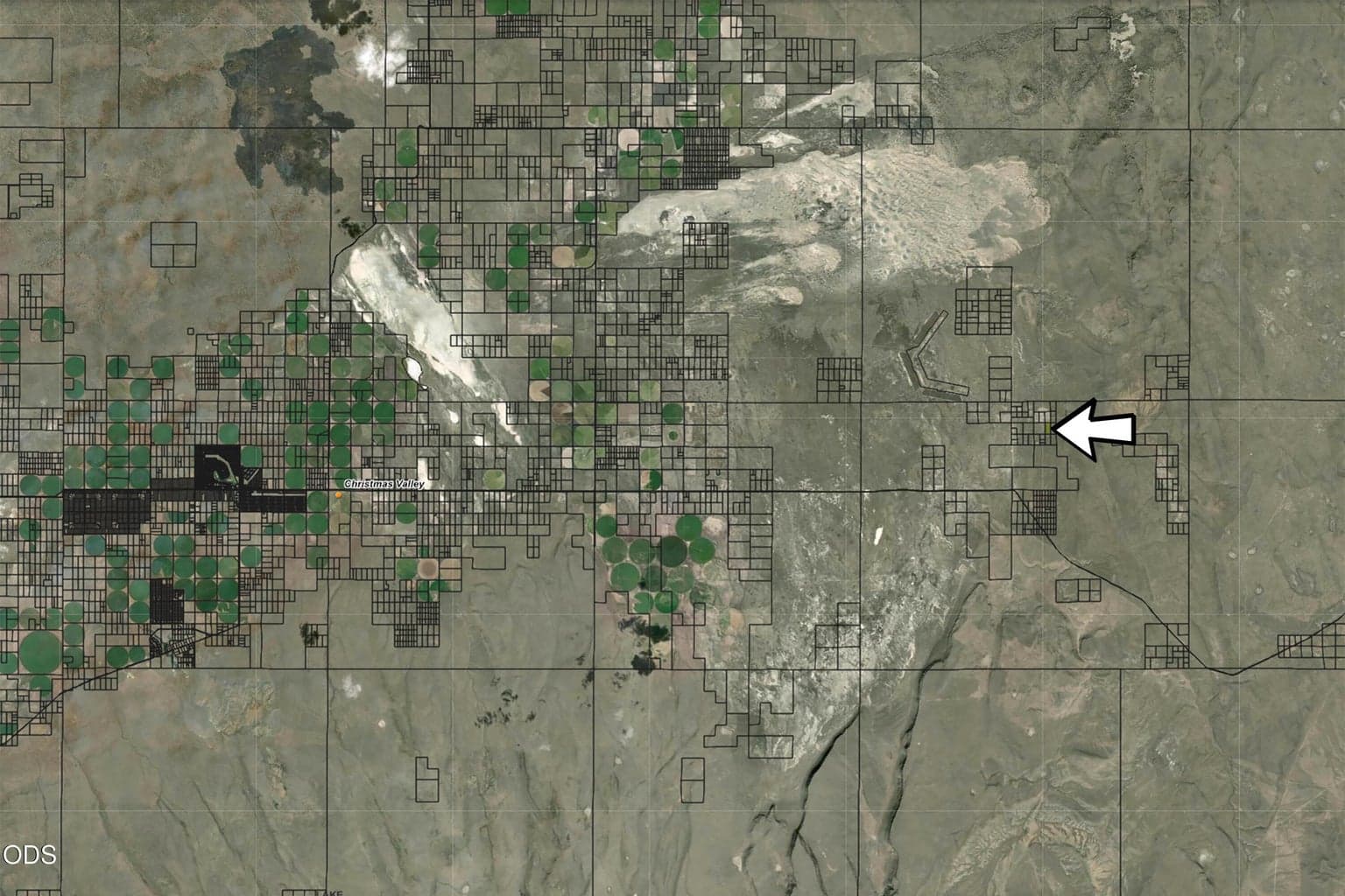 Location in relation to the town of Christmas Valley.
