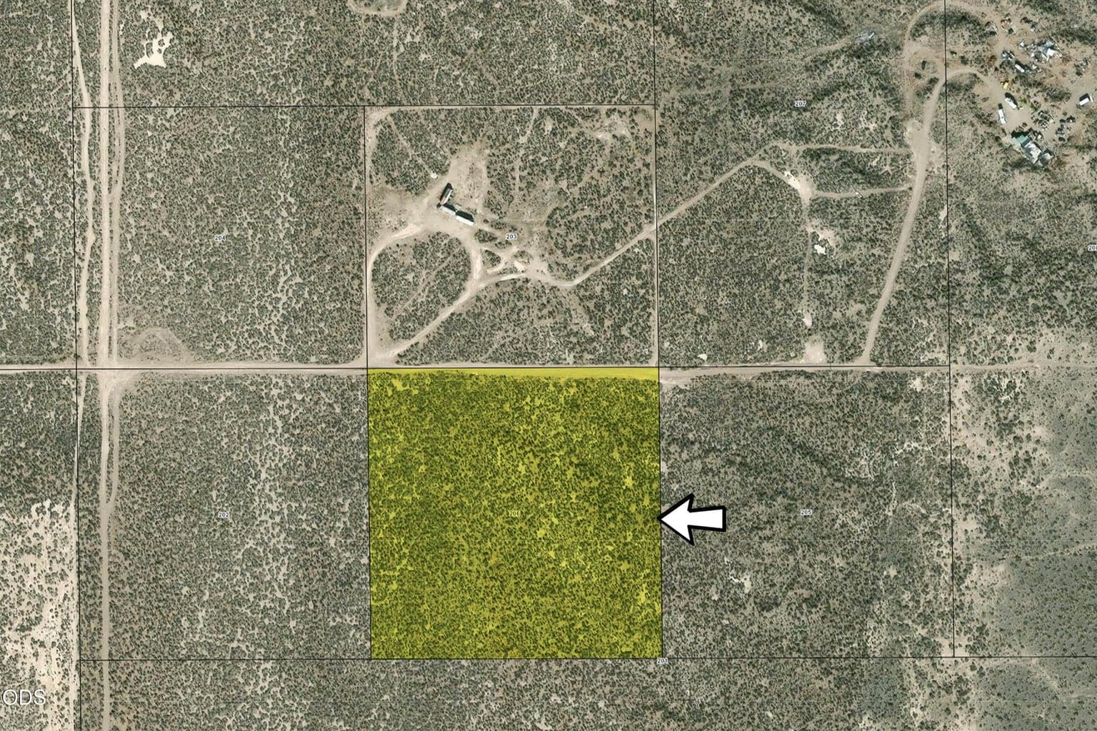 Aerial view of the lot.