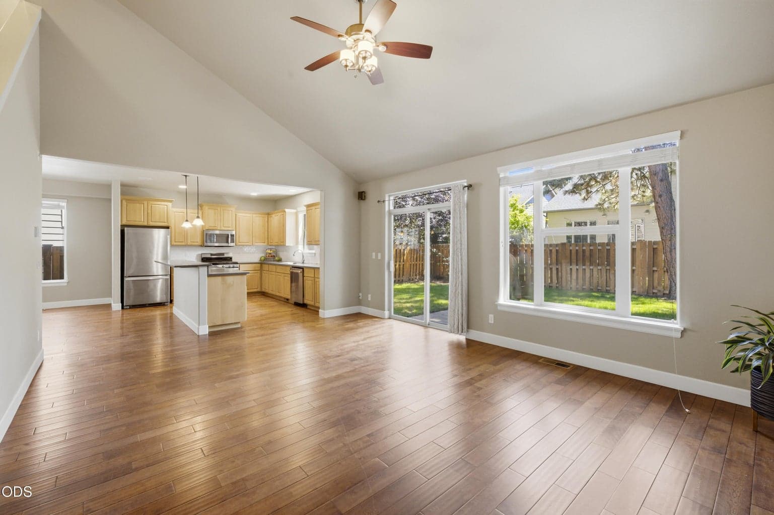 Living area into Kitchen