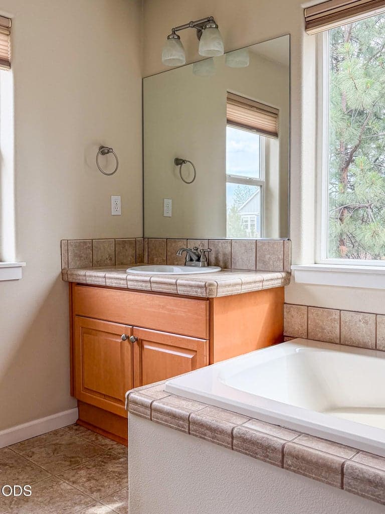 Spacious with dual vanities and soaking tub
