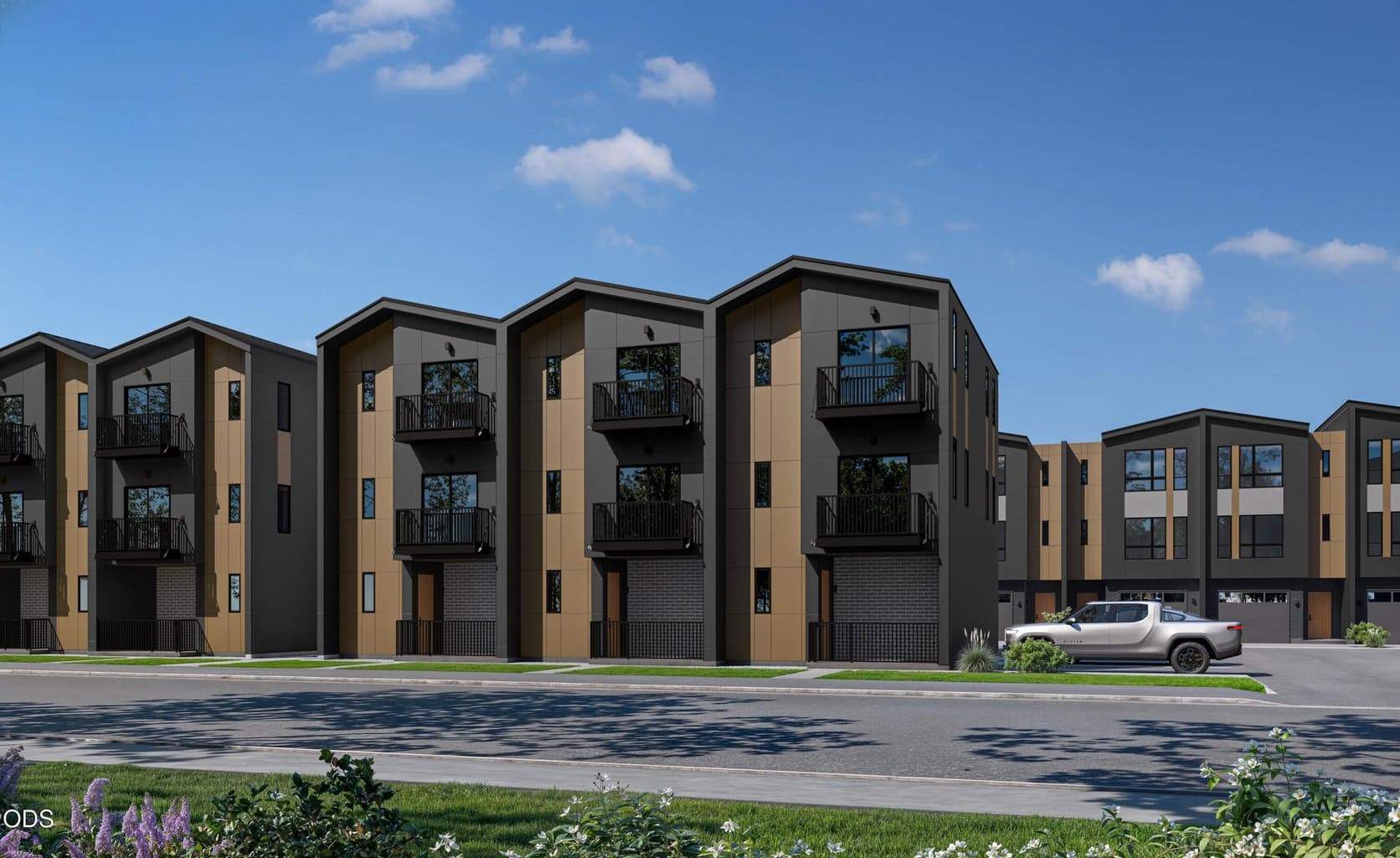 Rendering for front of buildings