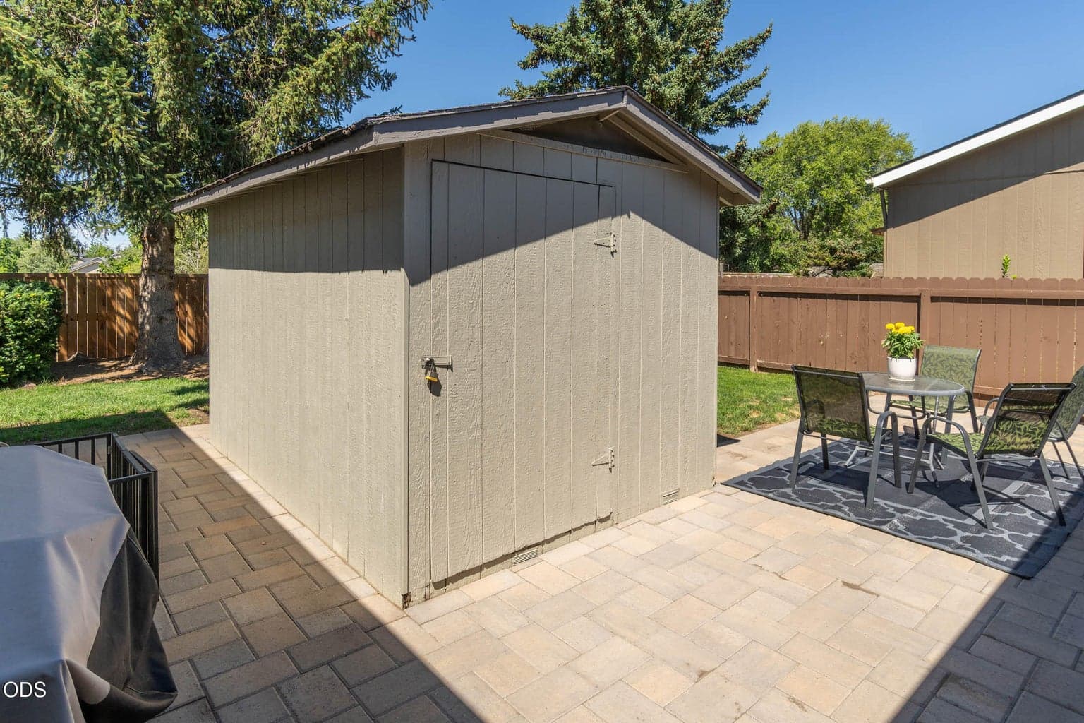 Shed in back yard is large, great storage. You almost never find one here in the park!