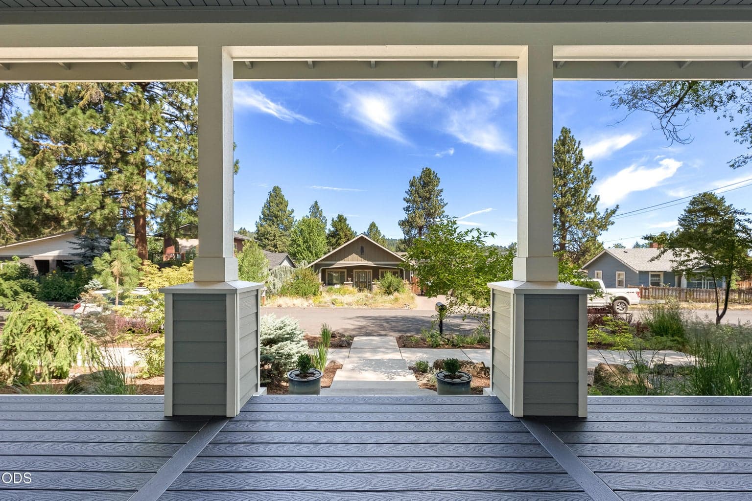 Deep, covered front porch