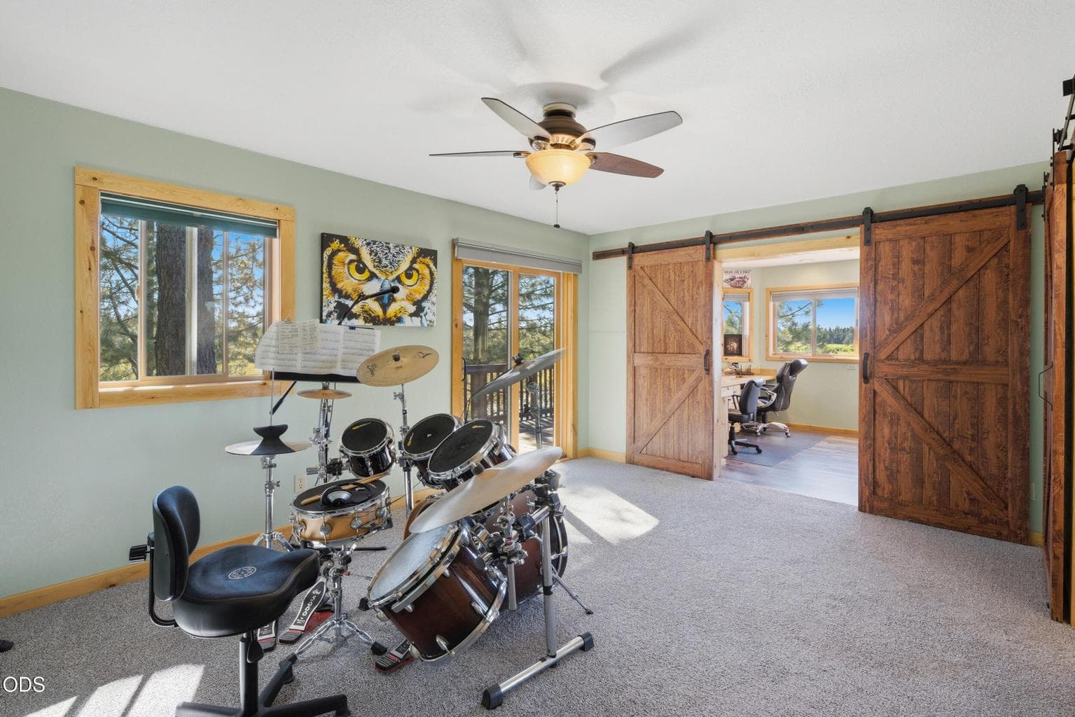 Primary Bedroom is two rooms, one currently being used music/office