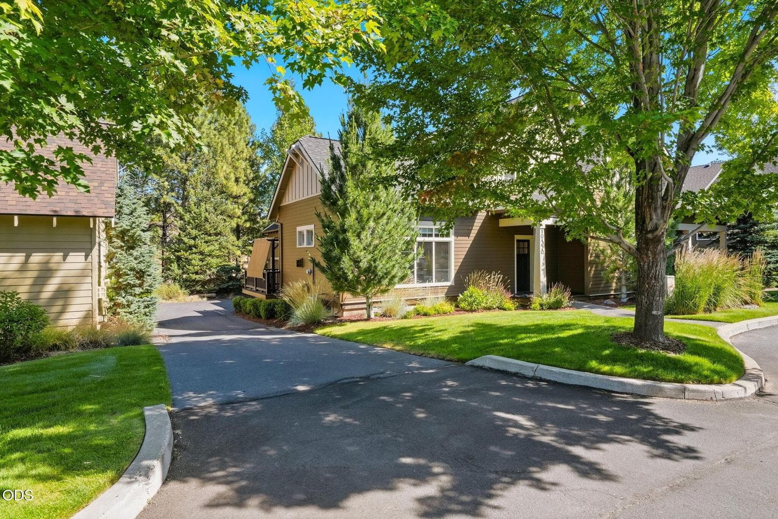Mature landscaping provides privacy and natural beauty