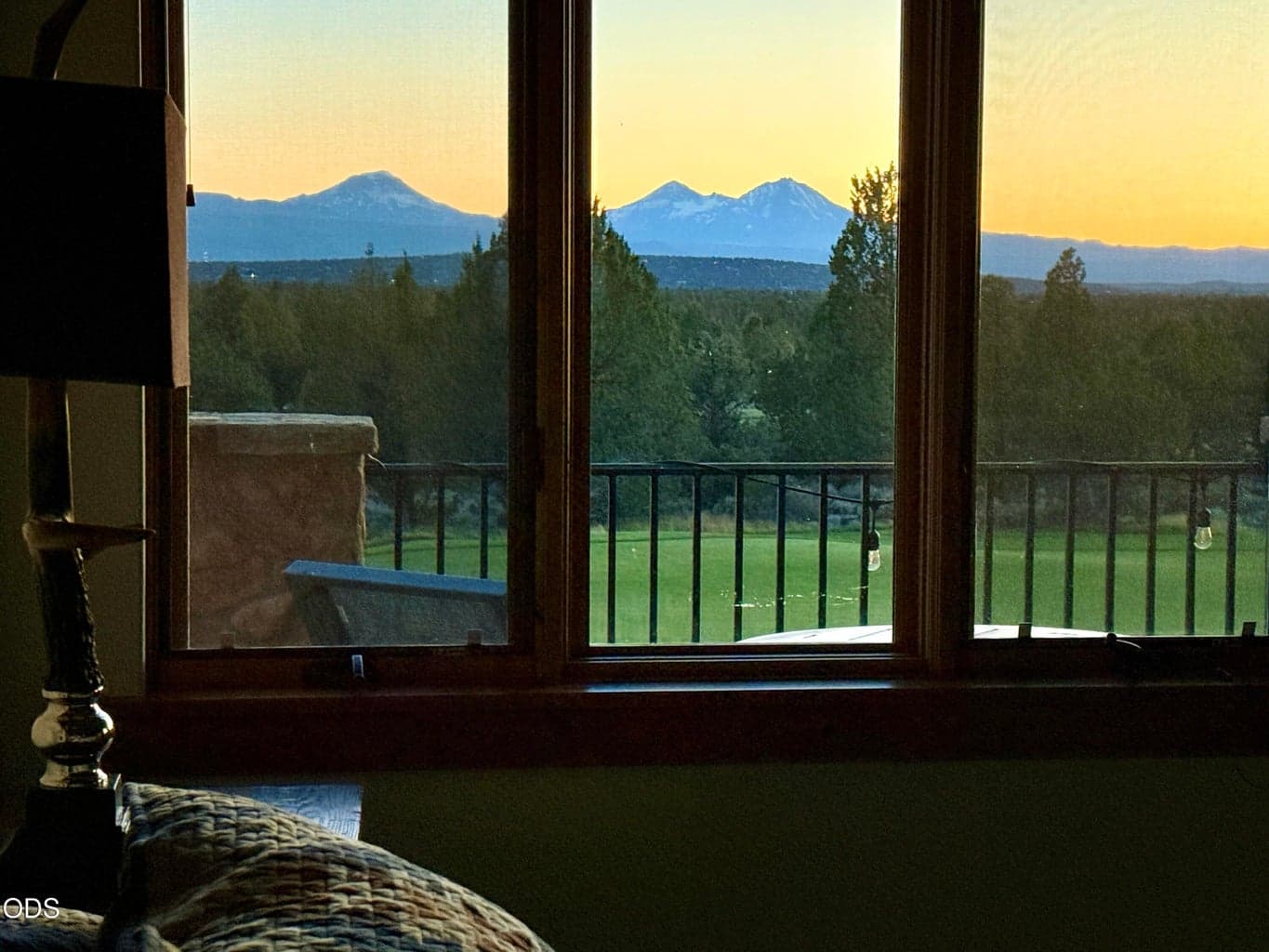 Sunset mountain views from primary bedroom