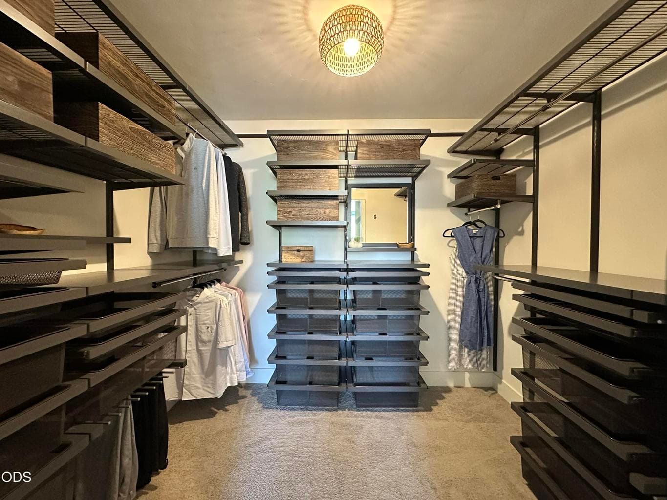 Primary closet with custom Elfa Closet system