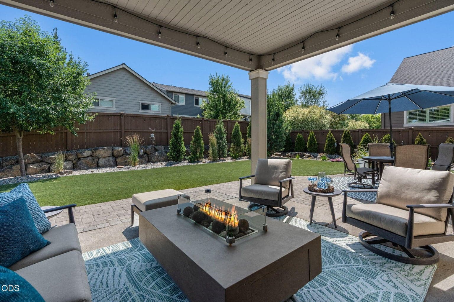 Large, covered patio space to enjoy morning coffee or evening sunsets