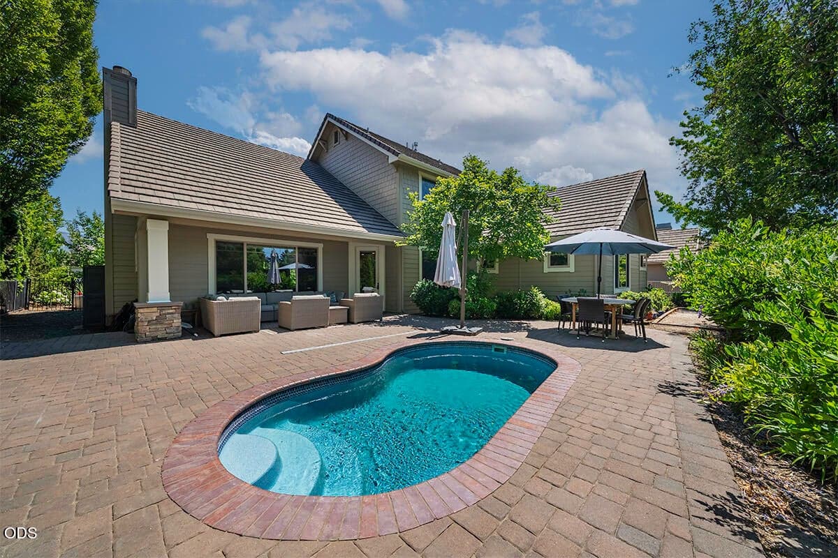 Backyard With Paver Patio, Spool & Covered Lounge Area