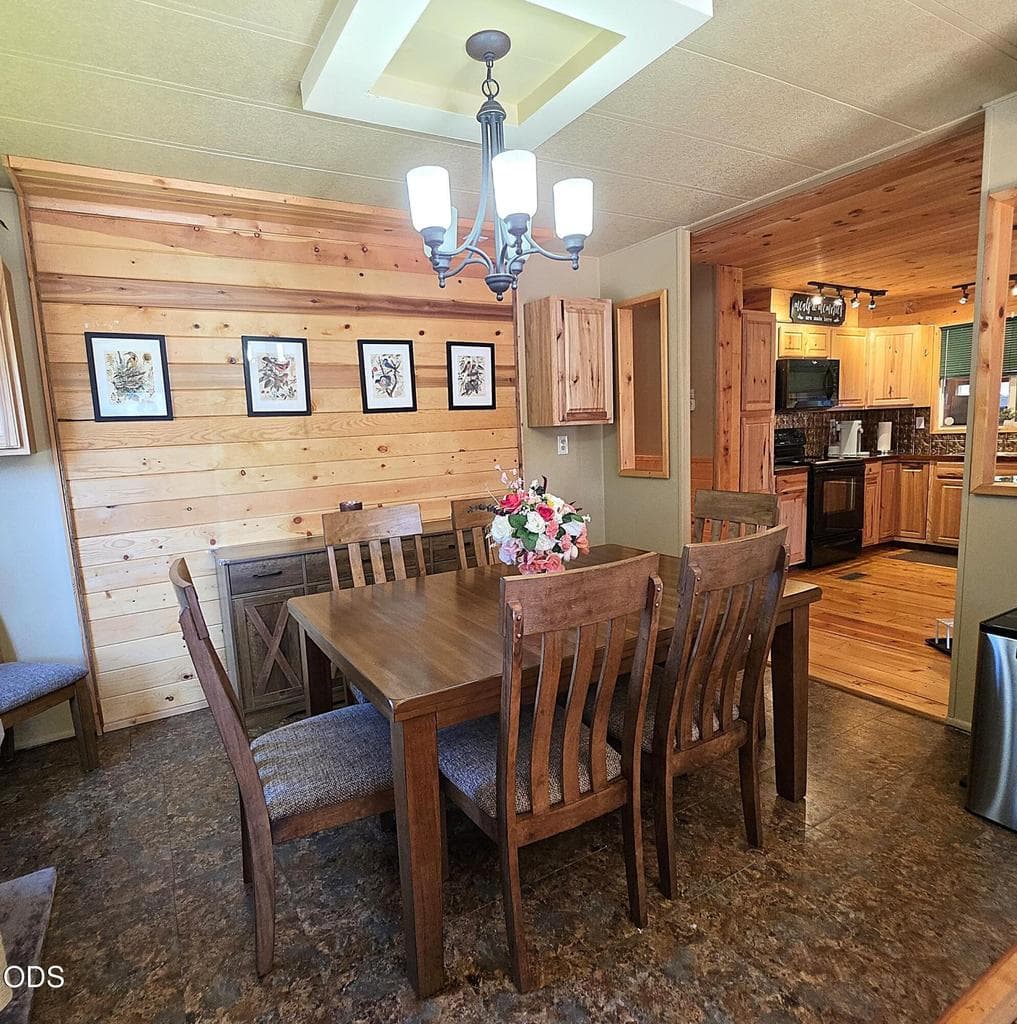 Dining Area with accent wall