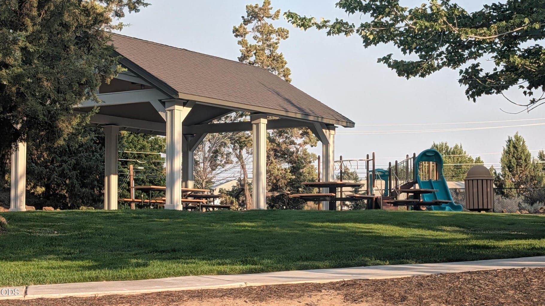 HOA mailbox bank, park with playground and gazebo and trail access
