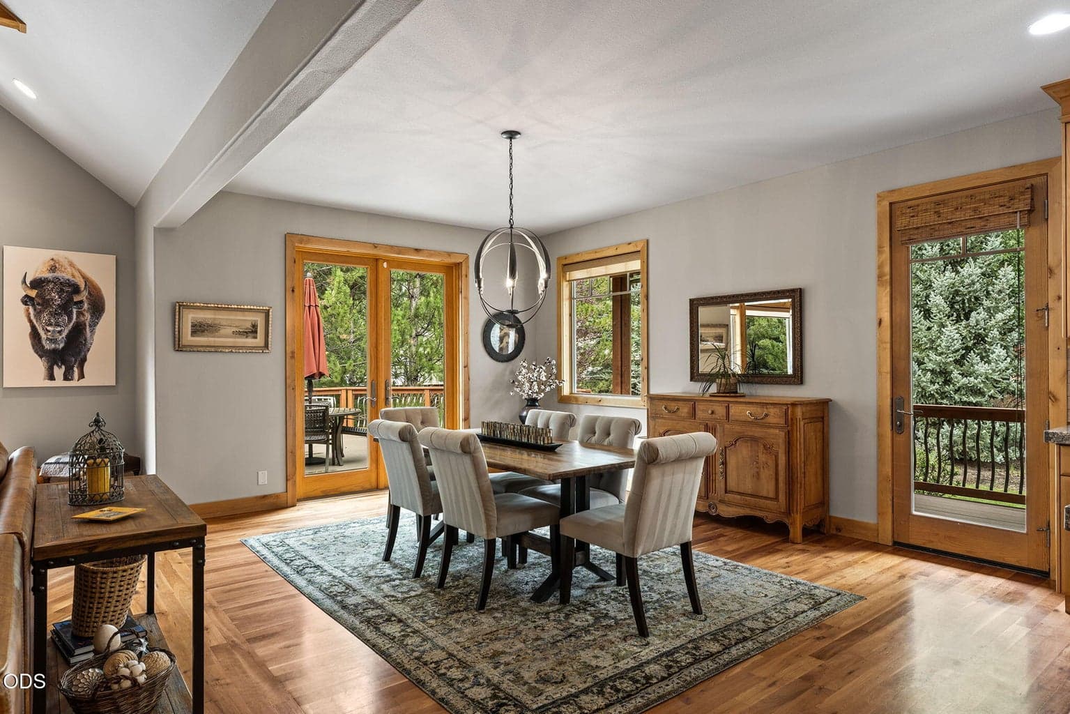 Double glass doors to the east-facing deck replaced an existing window.