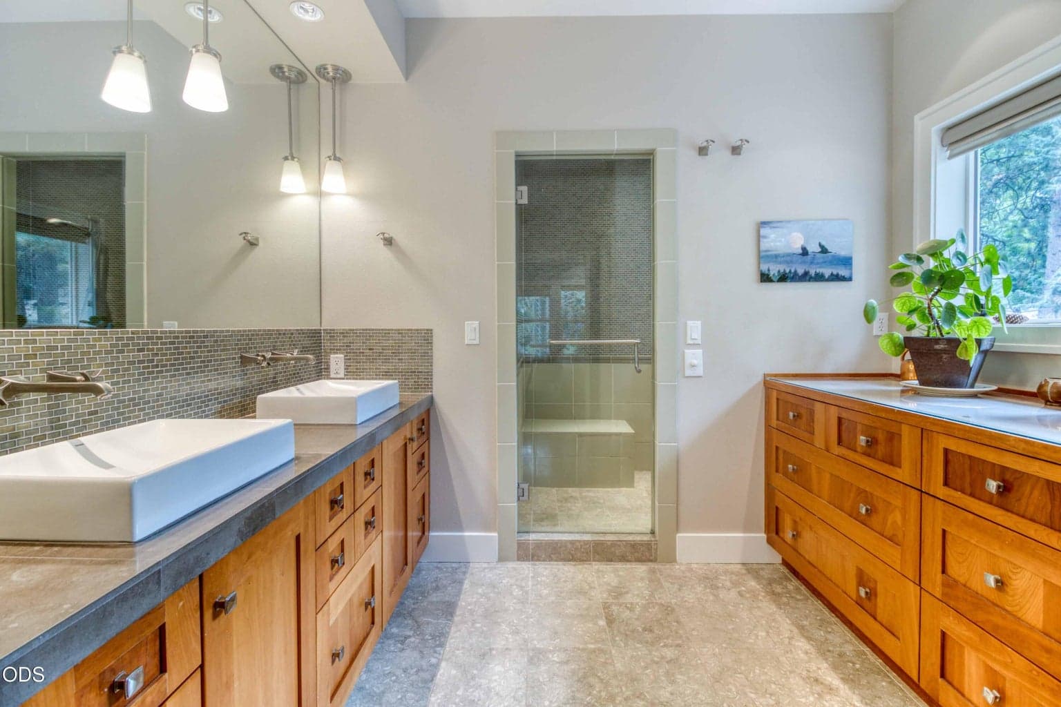 Tiled Shower & Beautifully Crafted Built-in Dresser