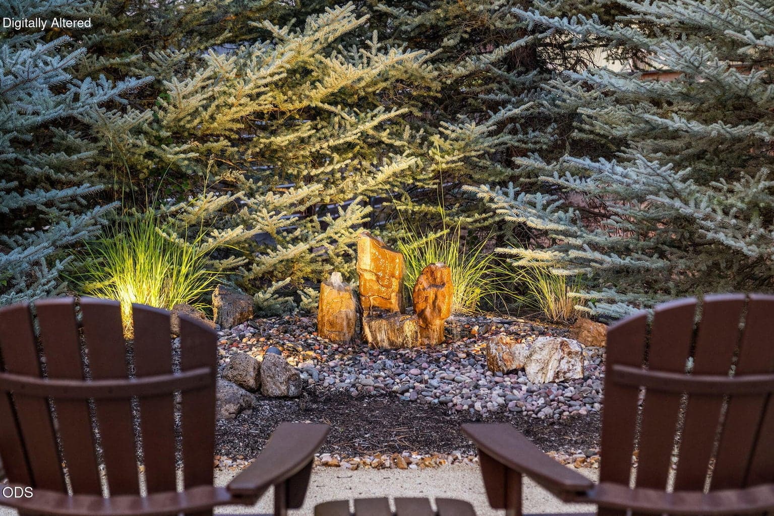 Soothing water feature with three bubbling columns