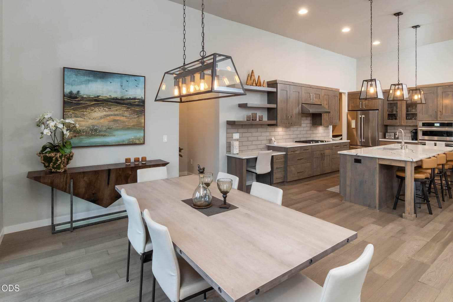 Open-concept dining and kitchen