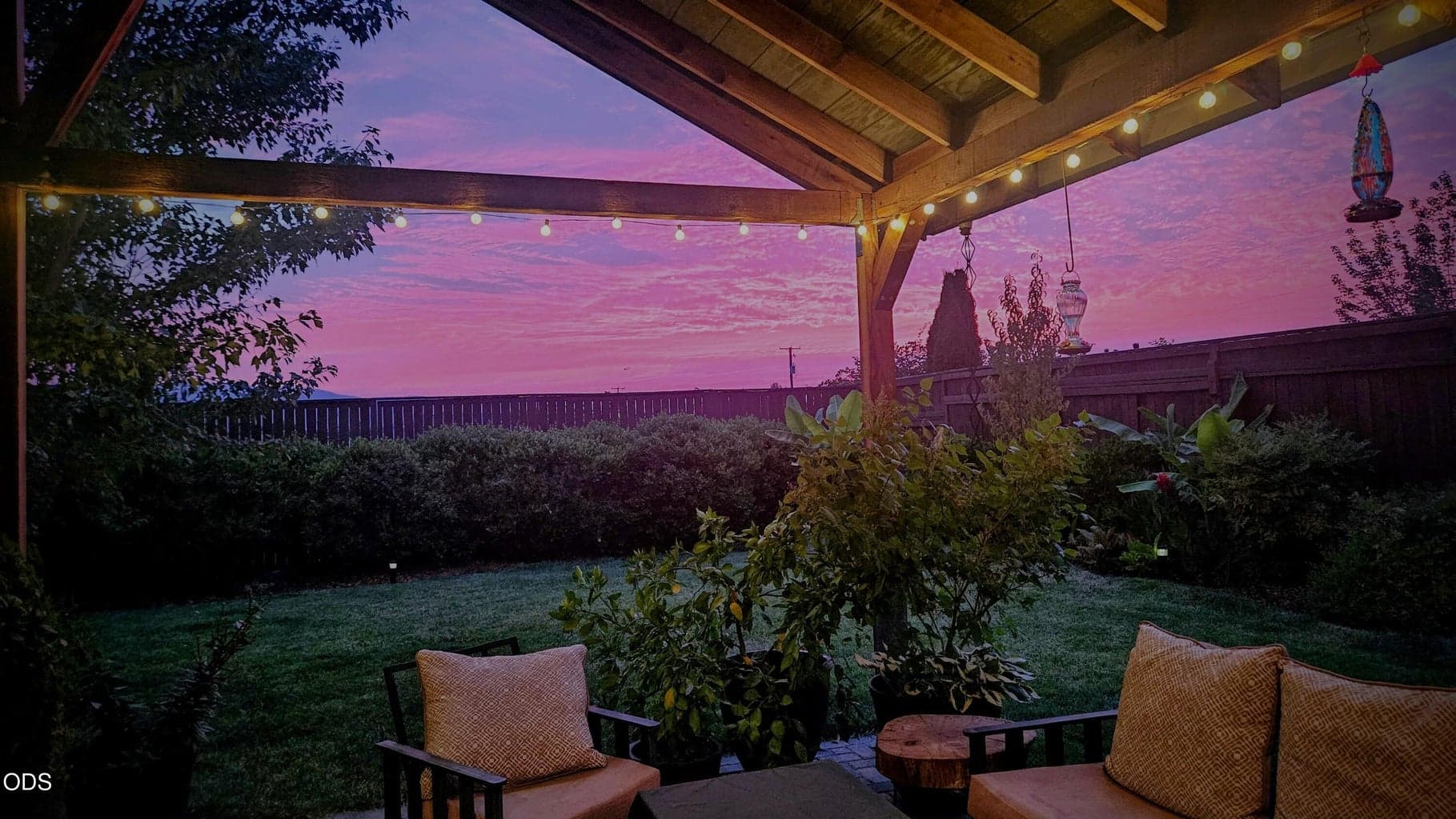 Custom built back patio with sunset evening views.