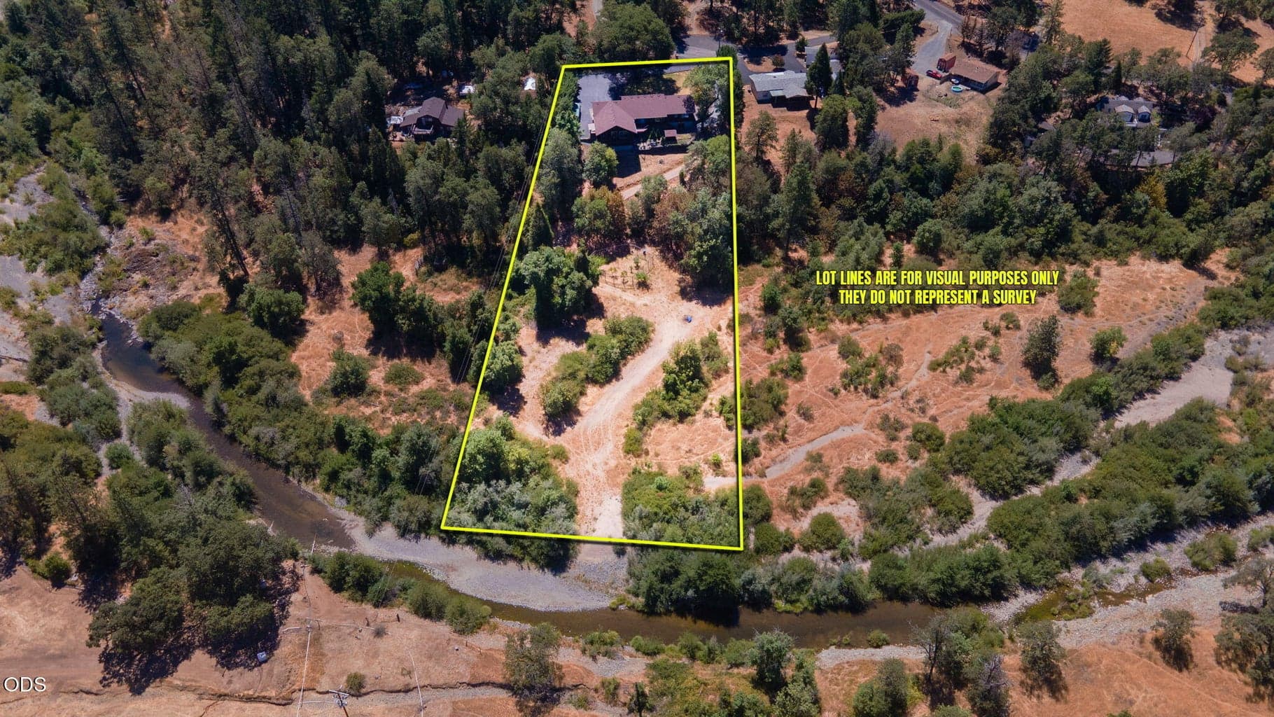 Lot line may extend halfway into creek