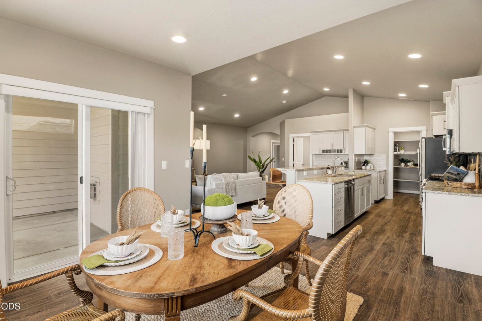Dining area with access to covered back patio
