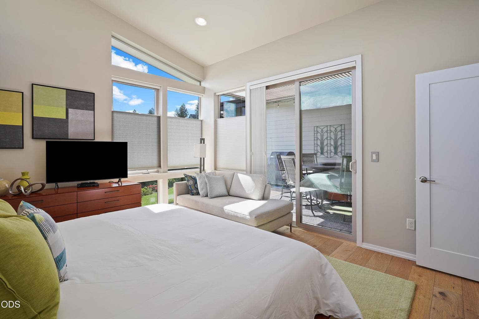 Primary bedroom suite with courtyard access