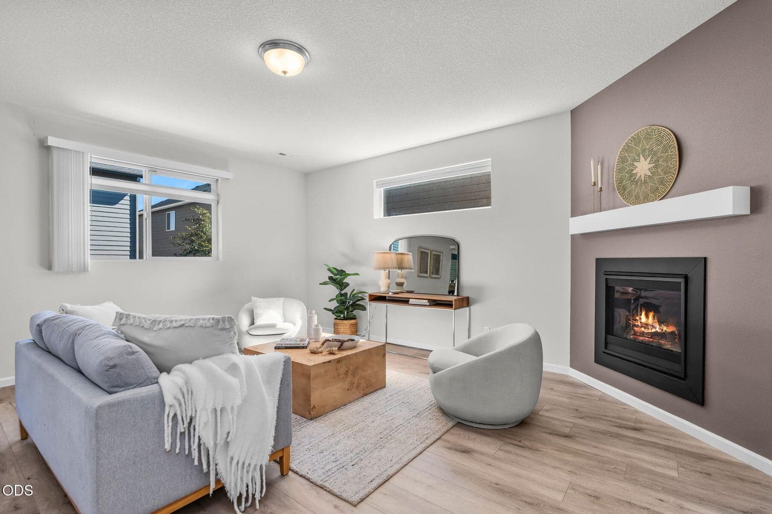 Cozy gas fireplace