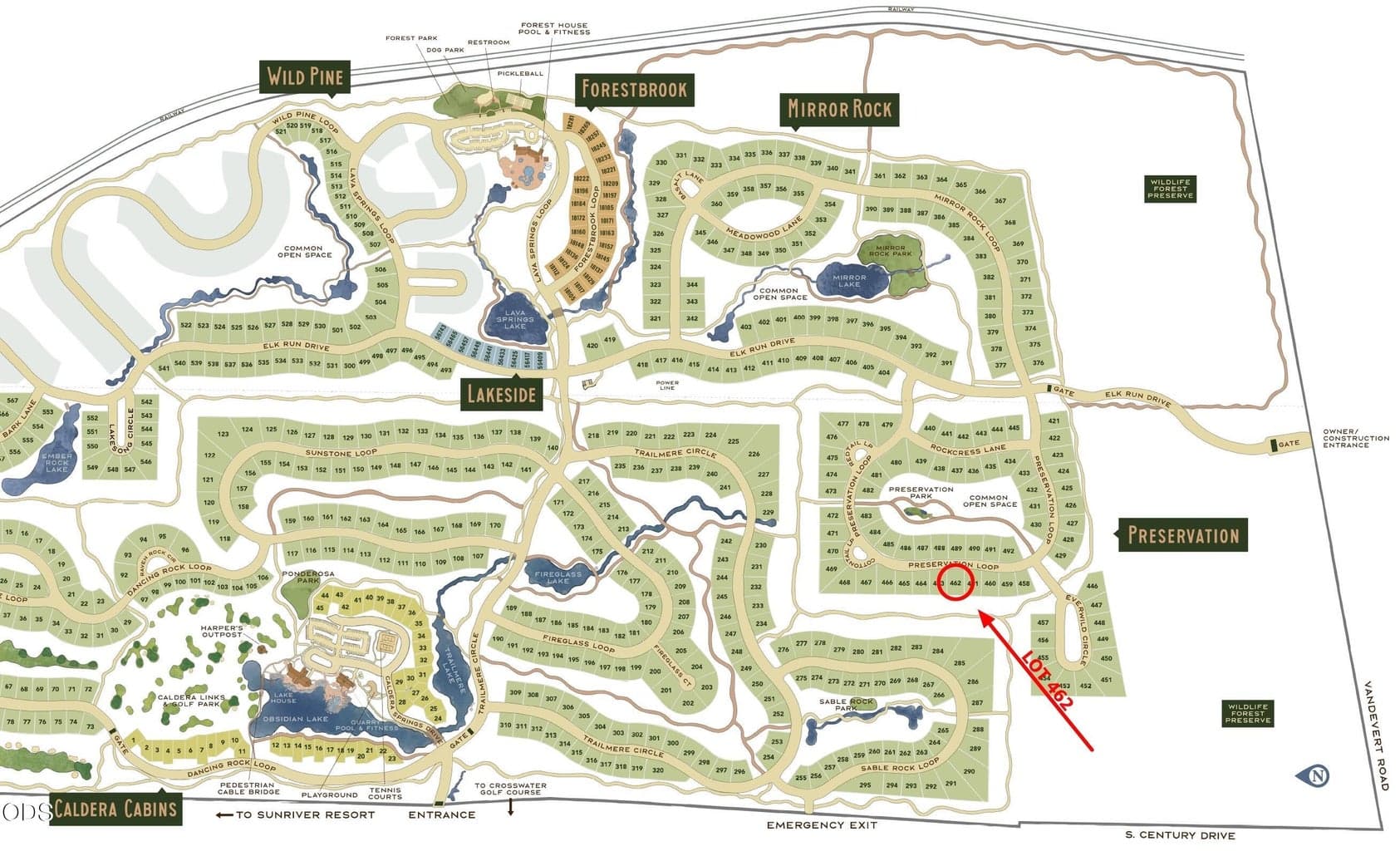 Western-facing .45-acre homesite in Caldera Springs’ Preservation neighborhood. This level lot backs to a forested greenbelt and the community’s extensive bike and walking trail system, with Preservation Park directly across the street. Caldera Springs offers 13 miles of paved paths and soft trails connecting its forests, meadows, lakes, streams and recreation amenities.