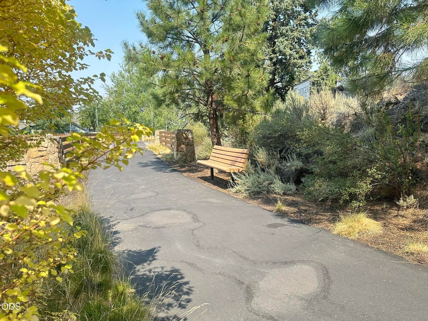 Handy bench where you can sit for a visit along the walk.
