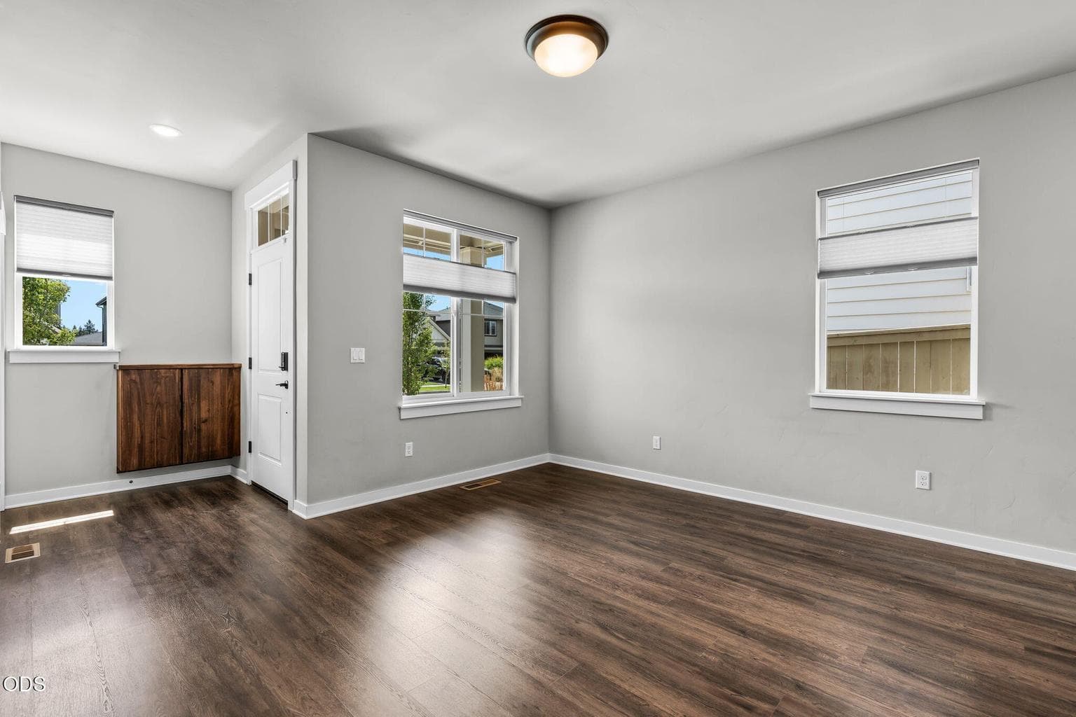 Great Room has top down bottom up custom blinds