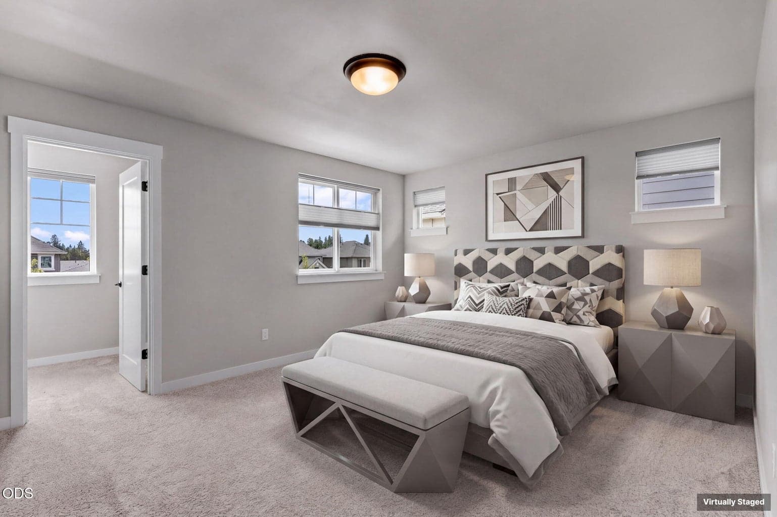 Primary Bedroom staged
