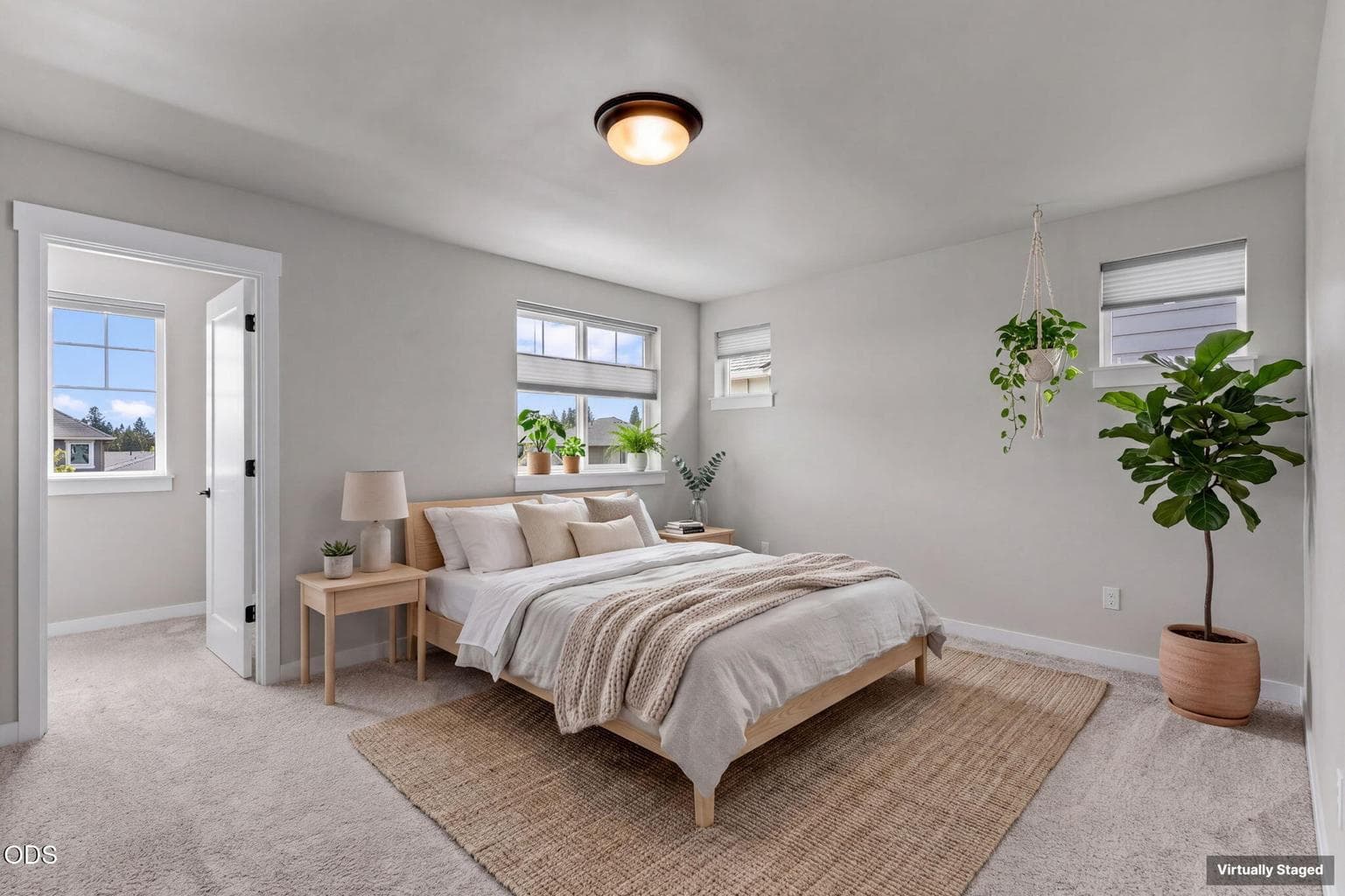Primary Bedroom staged placing bed on different wall