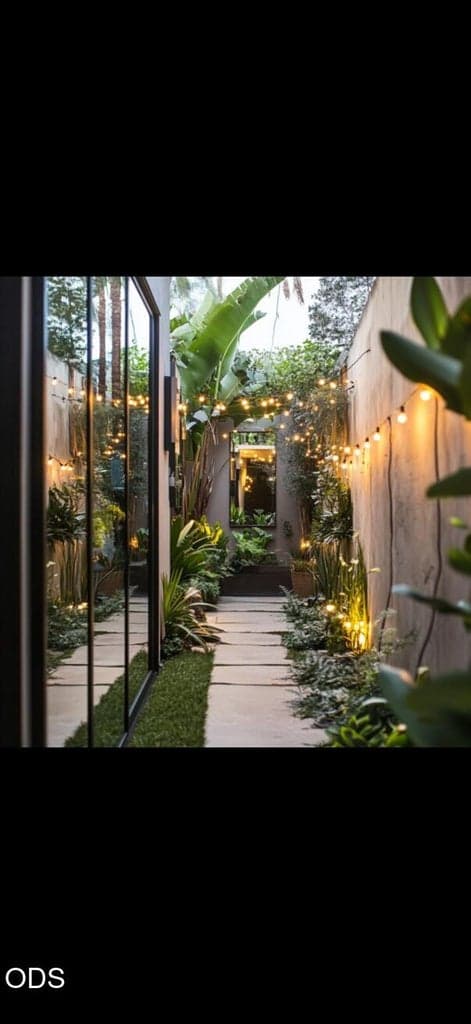 AI generated idea of what you could do with the side yard using mirrors