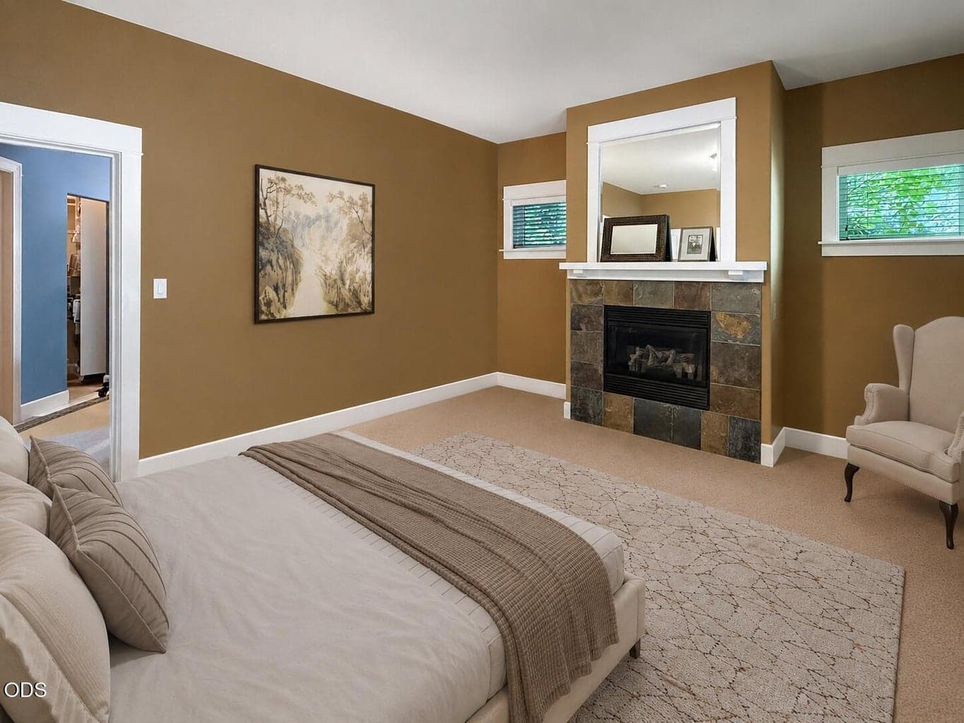 Digitally staged with furnishings.