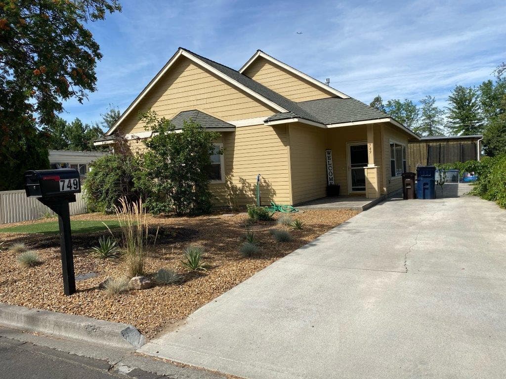 Low maintenance yard and nice long driveway