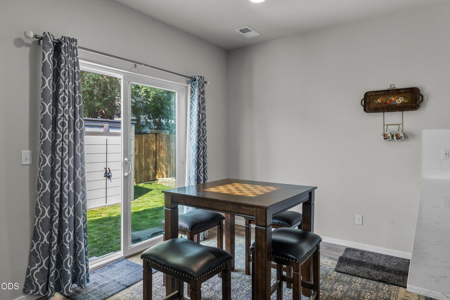 Dining room with sliding glass back door access to yard