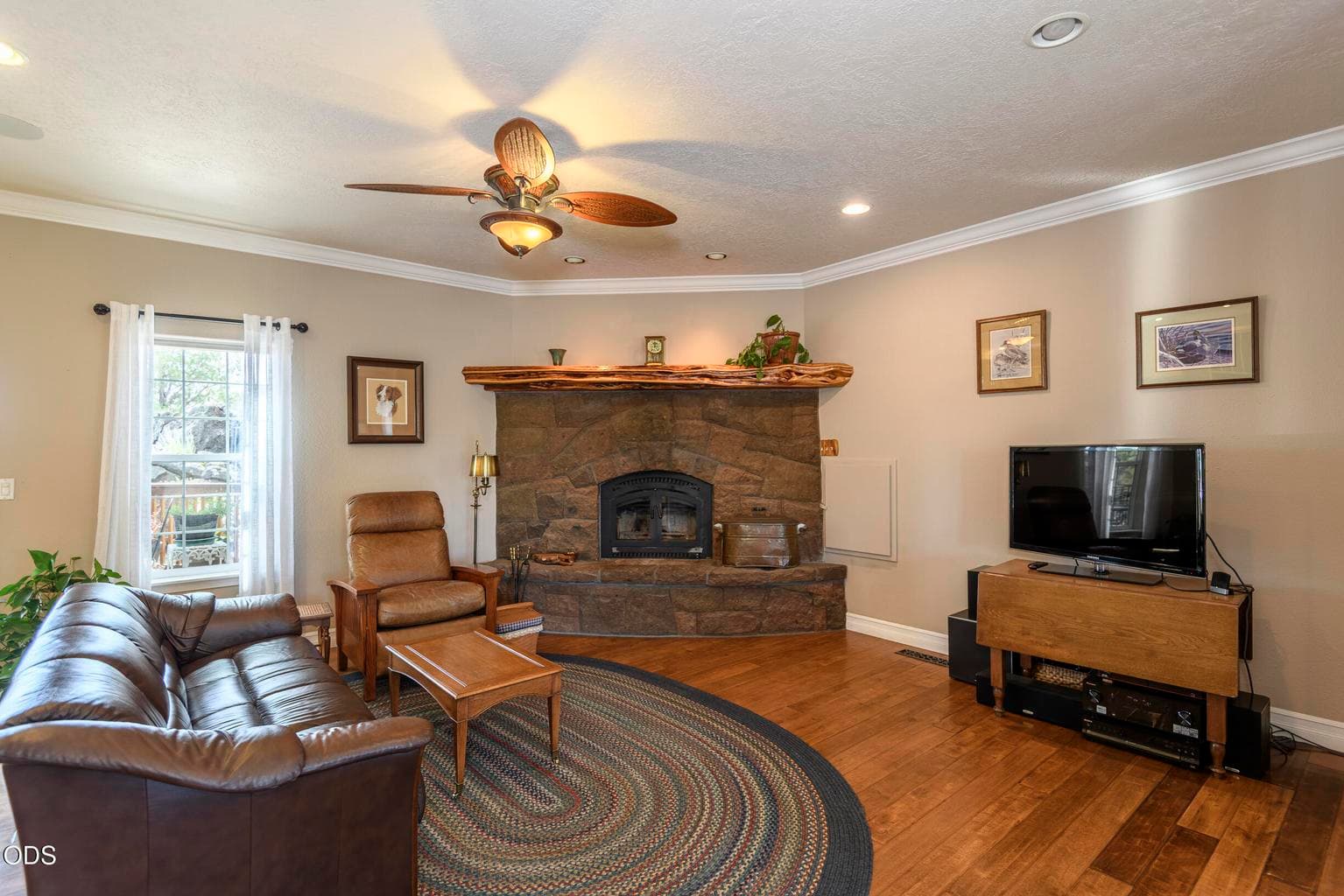 Great Room with wood-burning fireplace