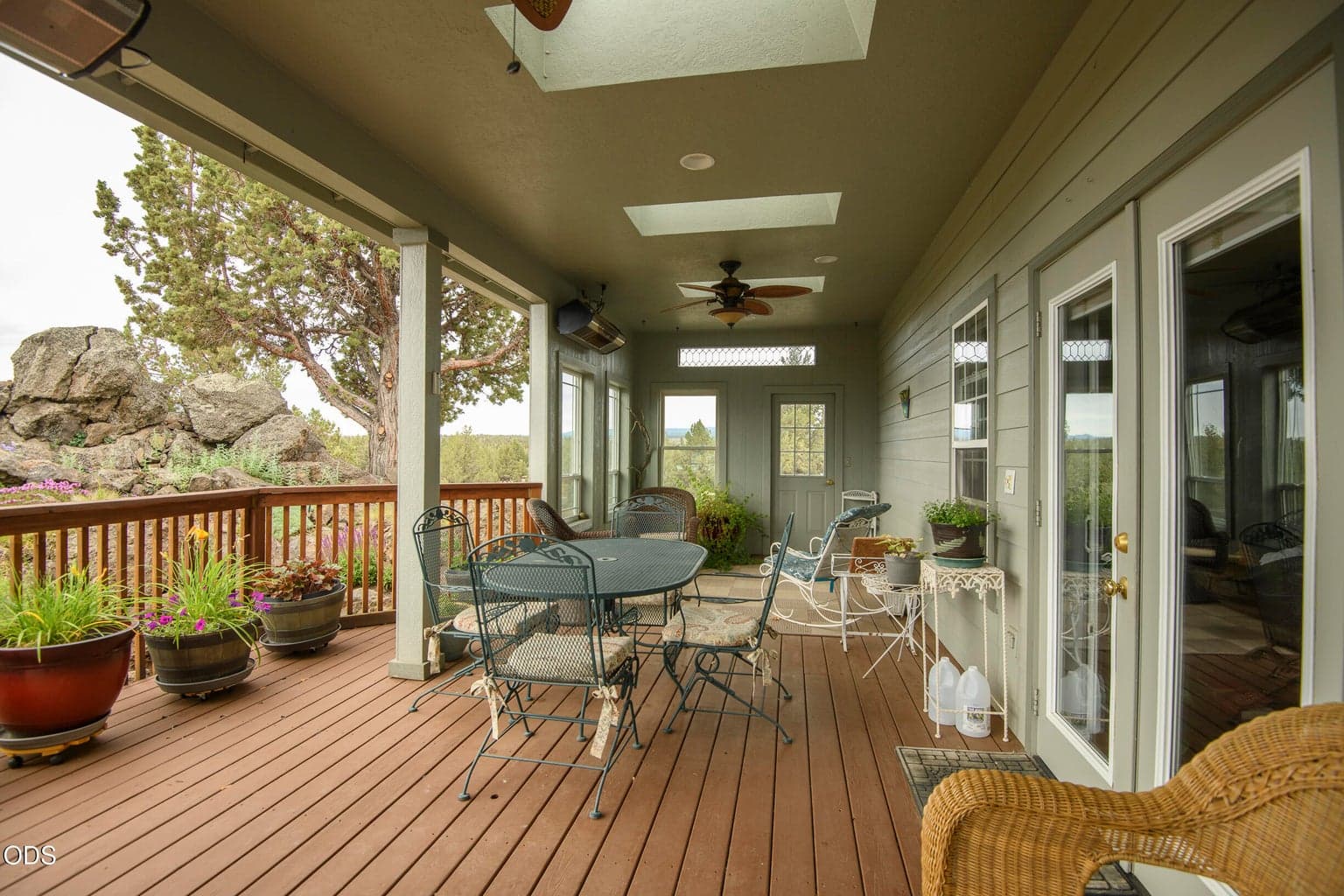 Back deck off kitchen with propane heaters