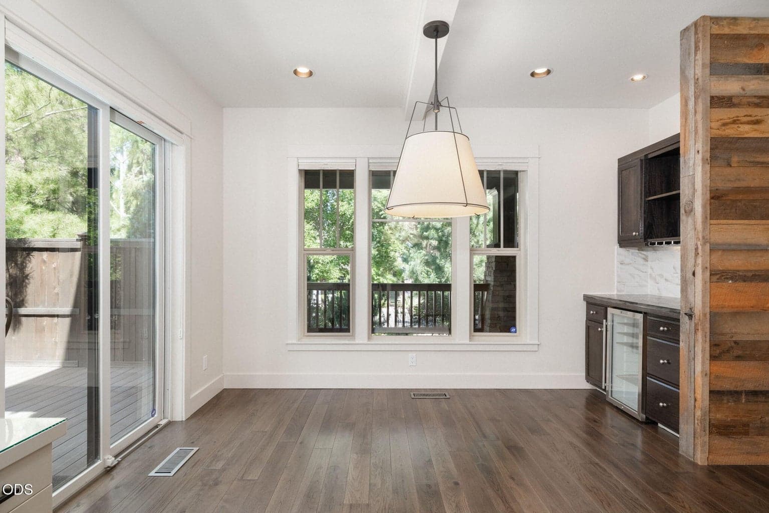 Dining with Dry Bar and Beverage Fridge