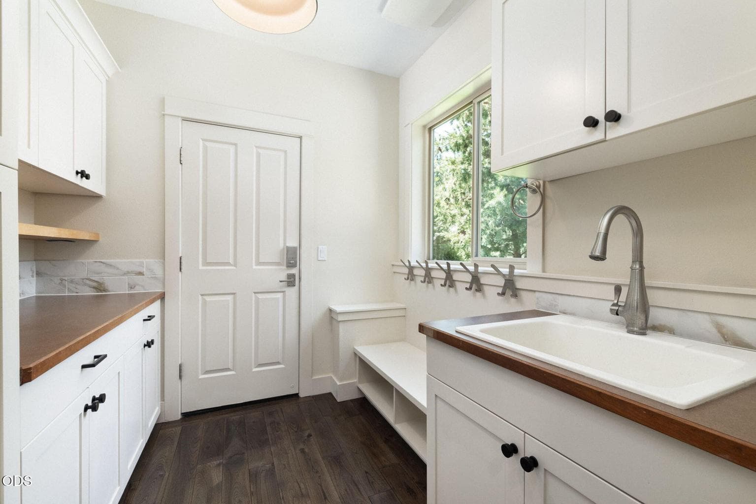 Storage with Pull Out Shelving, Bench, Utility Sink