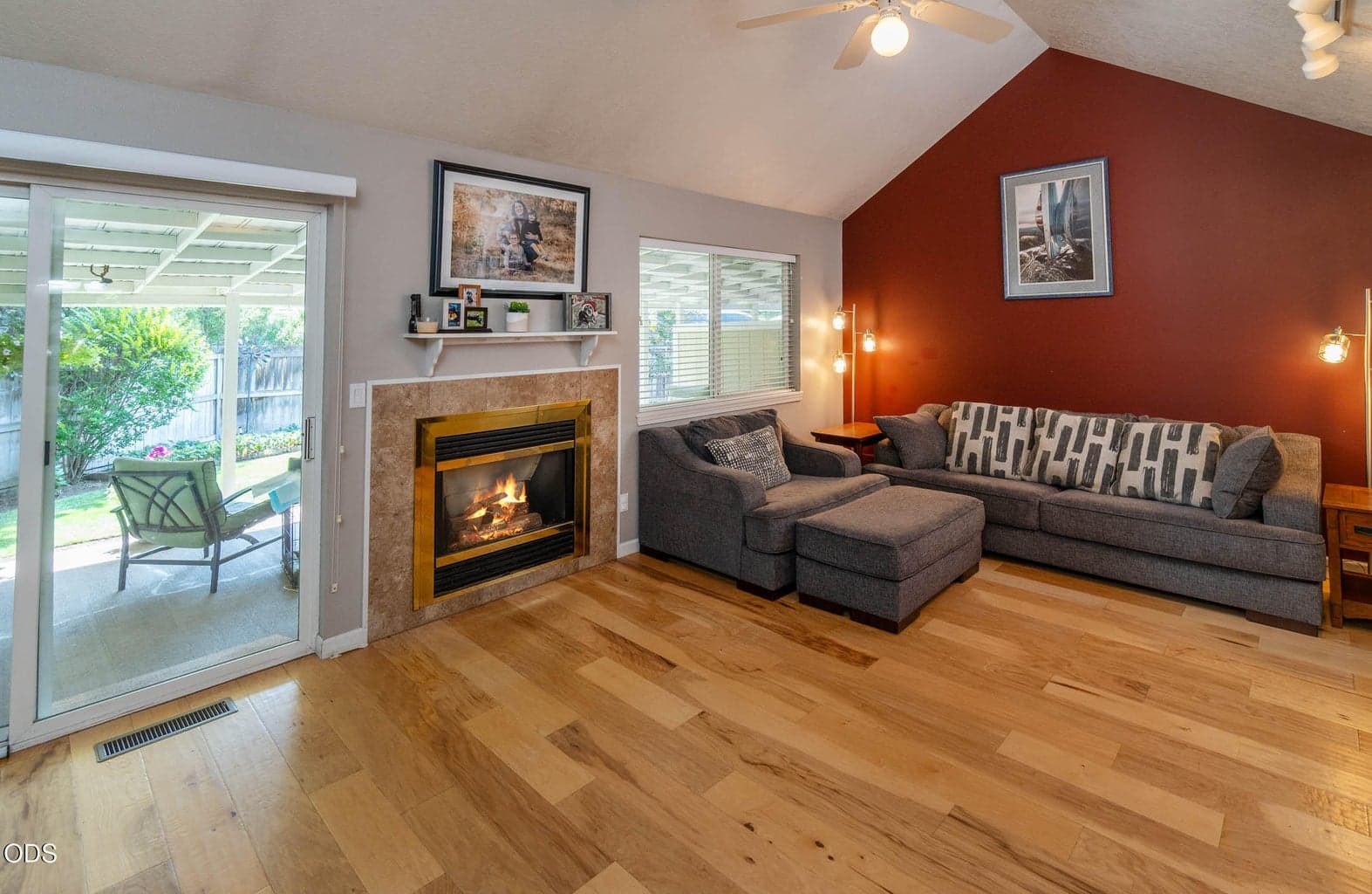 Great room living area is vaulted, and boasts a cozy gas fireplace. The quality hardwood flooring on the main level is timeless with a warm feeling, and easy to clean.