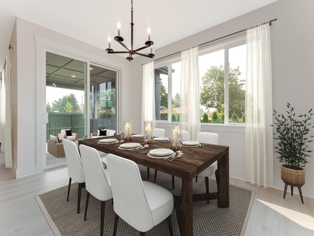 Image of dining has been virtual stage. Colors and surfaces may vary.