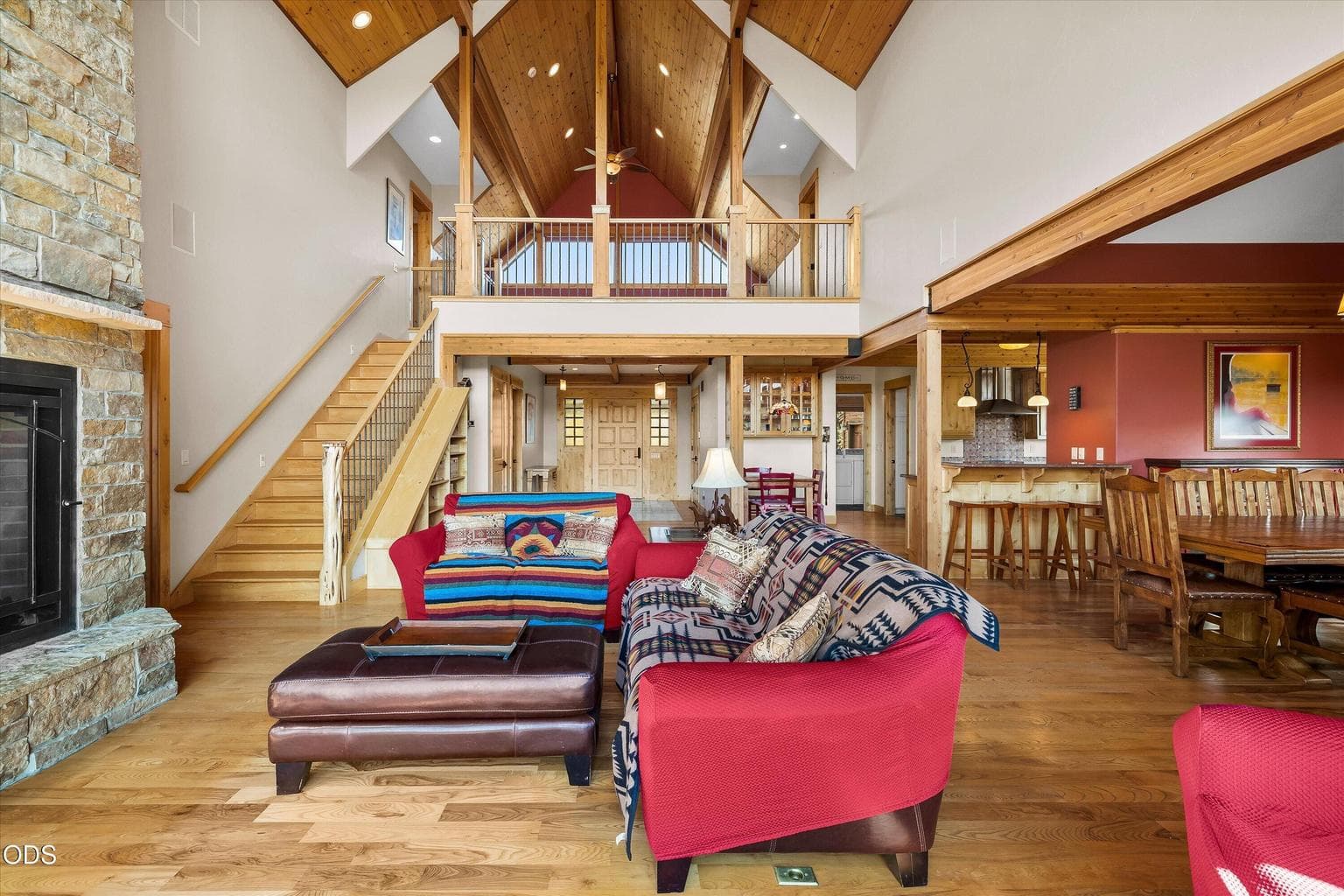Loft above and dining room to kitchen