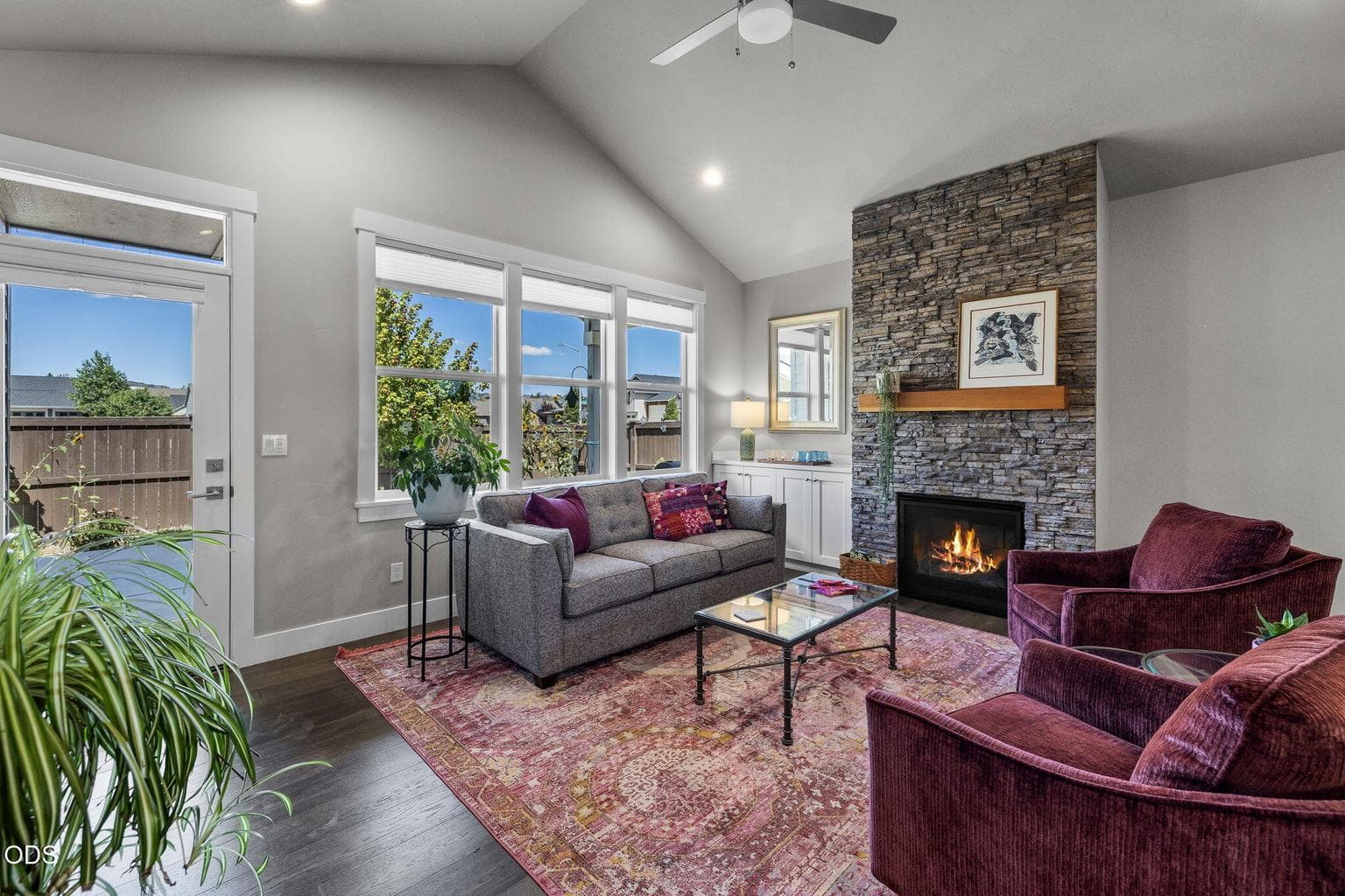 Great room/living room to back patio and yard