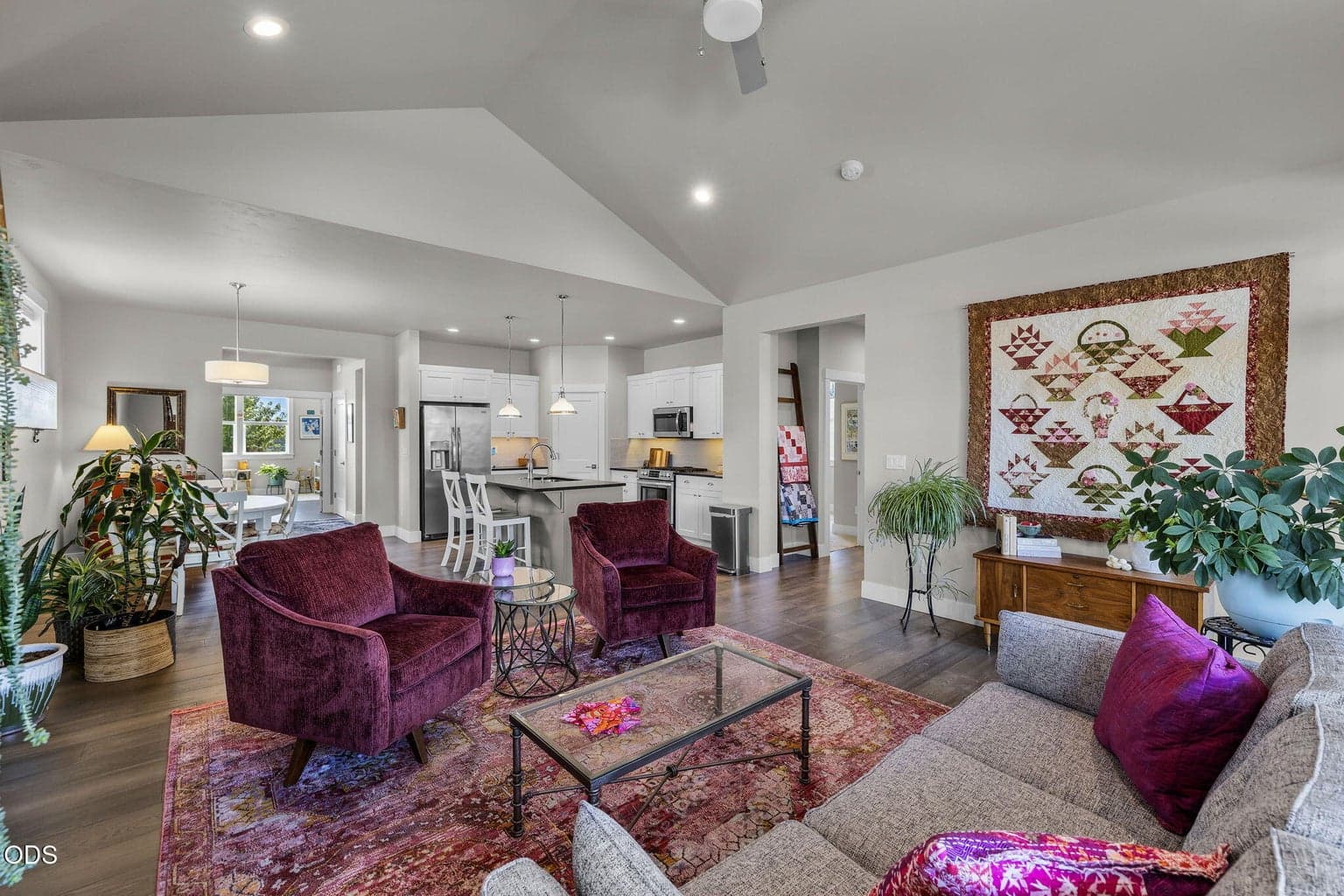 Vaulted greatroom and hardwood floors