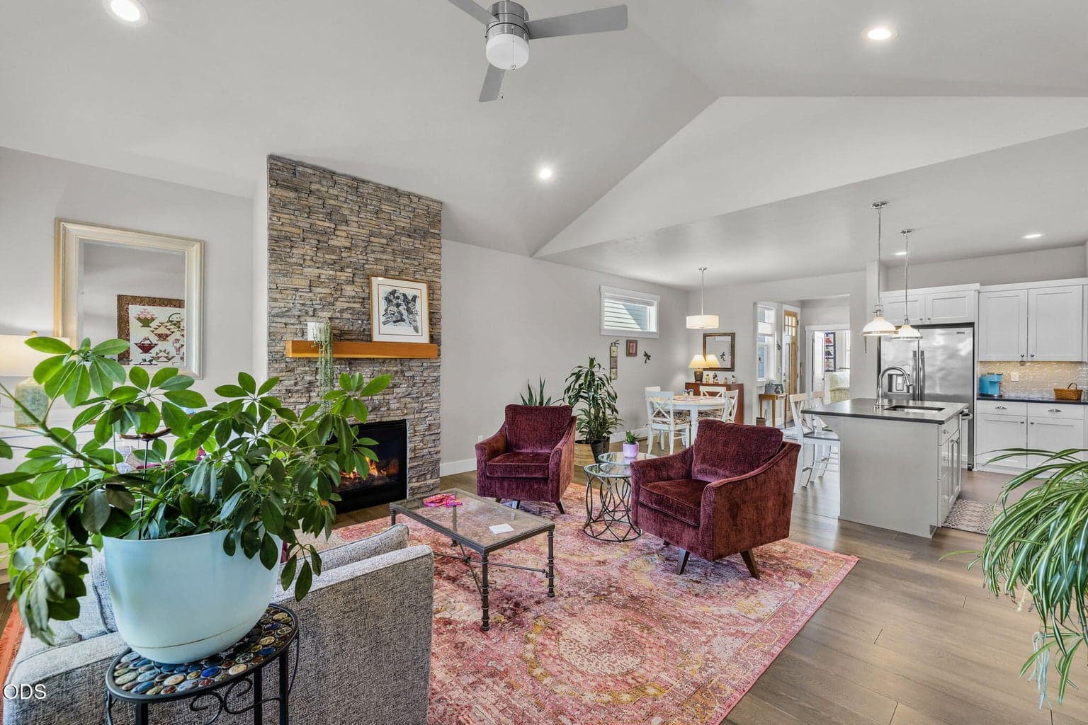 Living room with ceiling fan