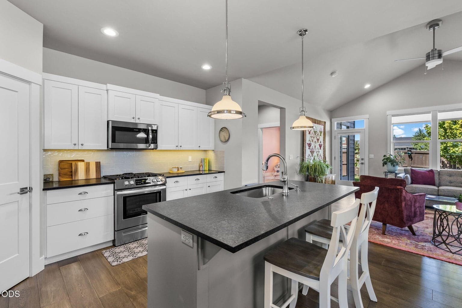 Stainless appliances and granite counters