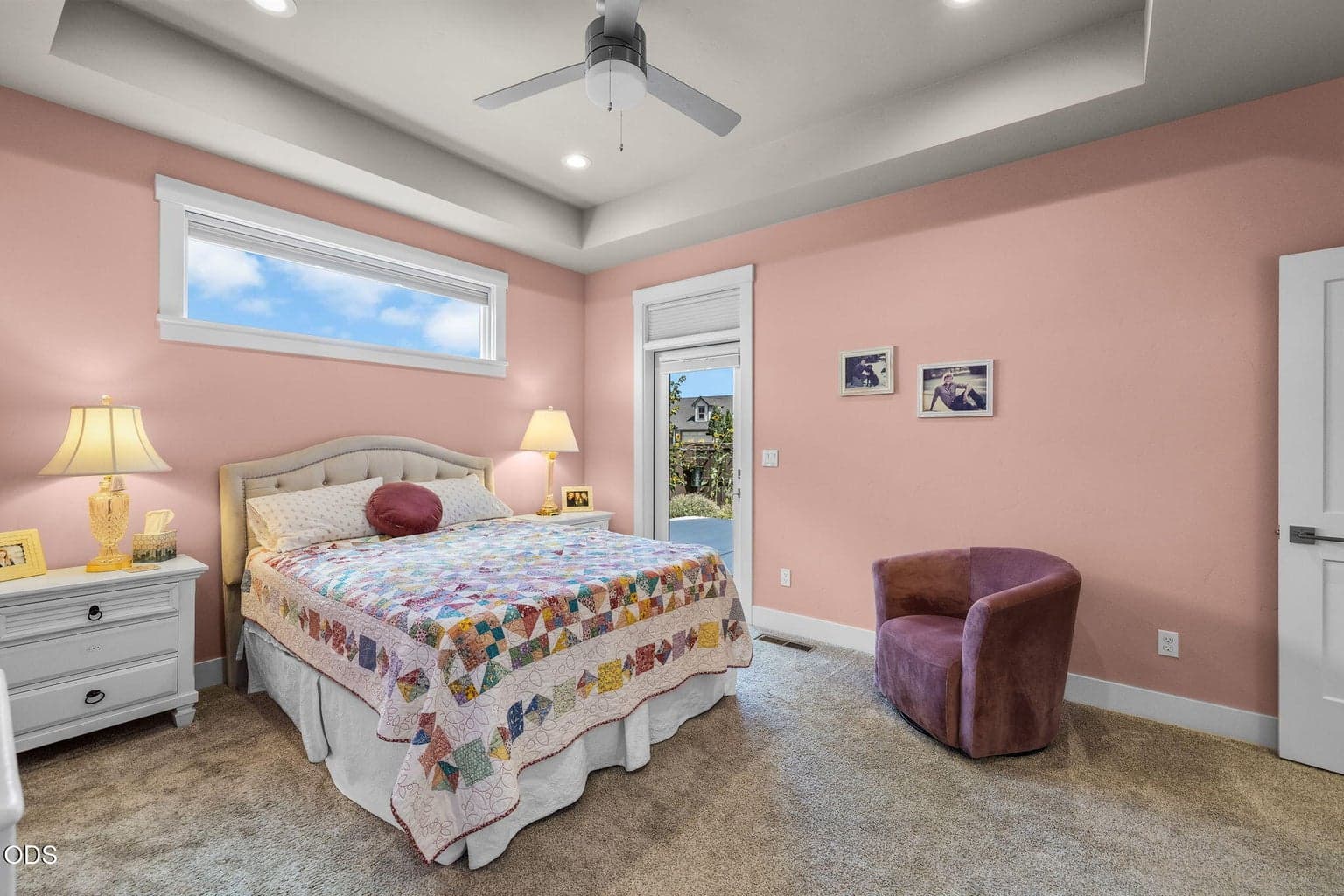 Primary suite with door to back patio