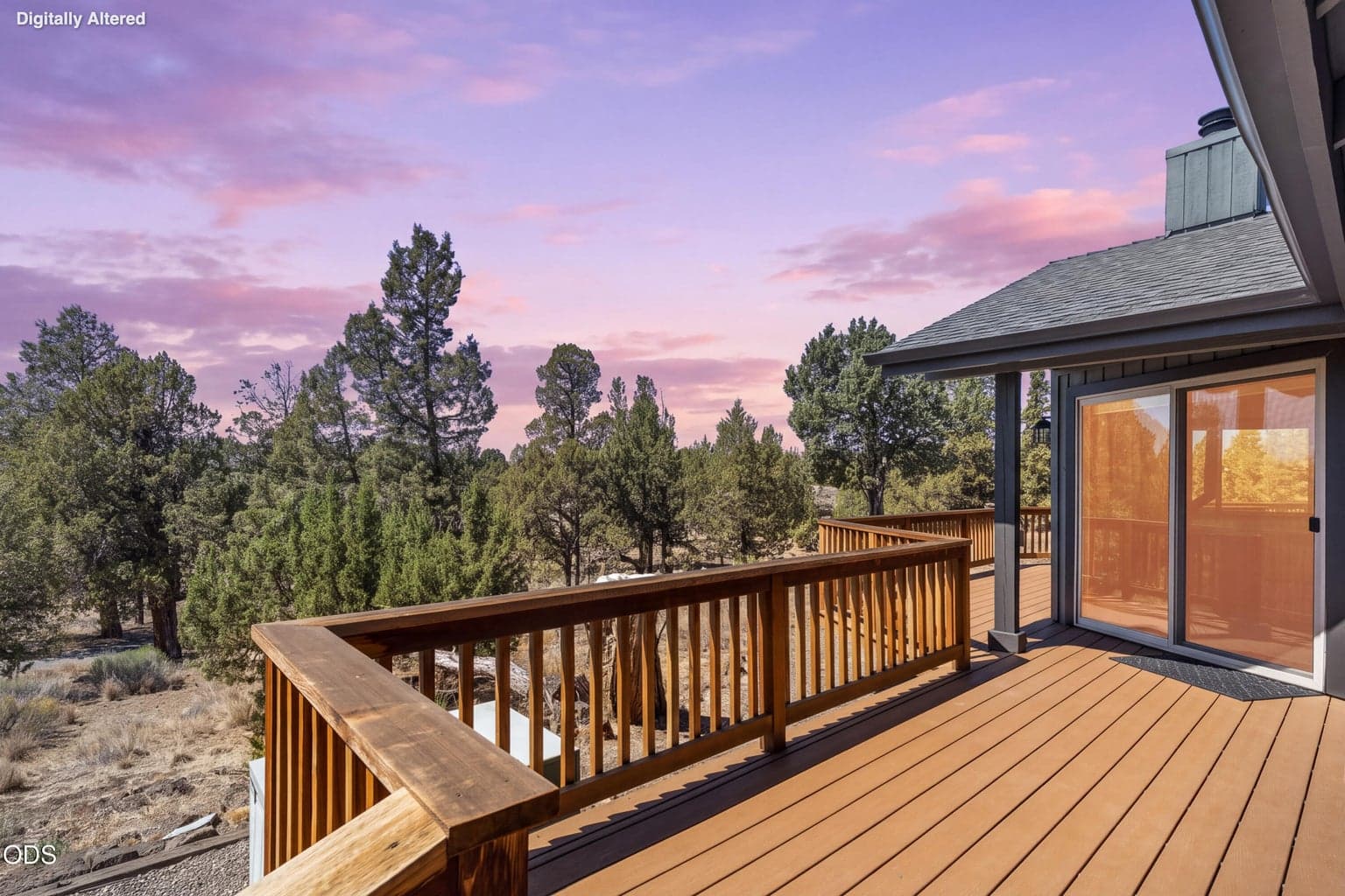 west side deck with slider into living room