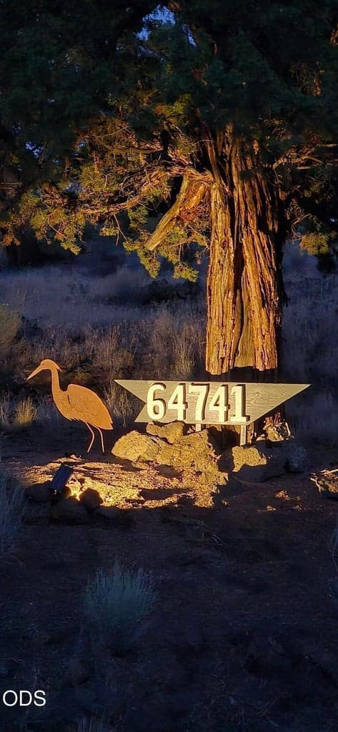 solar lit address sign at entry
