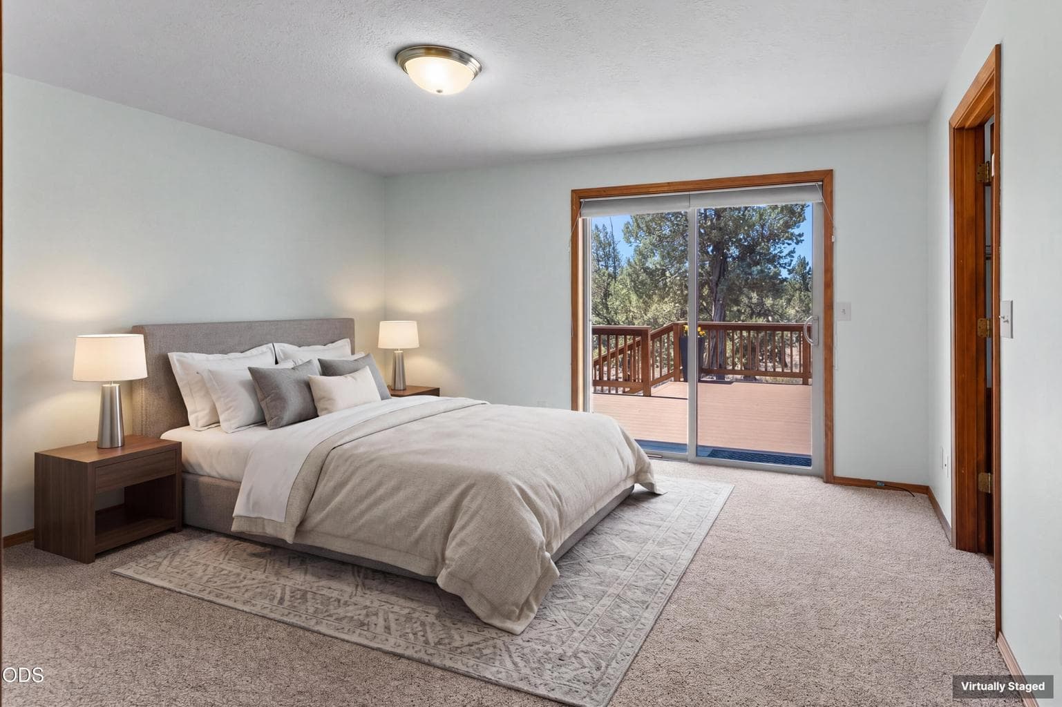 Primary bedroom staged
